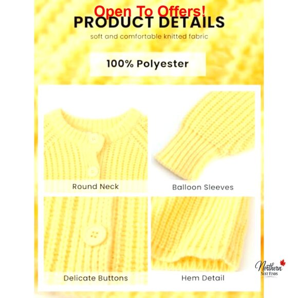 Chunky Knit Cardigan Open Front Button Down Long Sleeve Sweater Casual - Picture 6 of 7